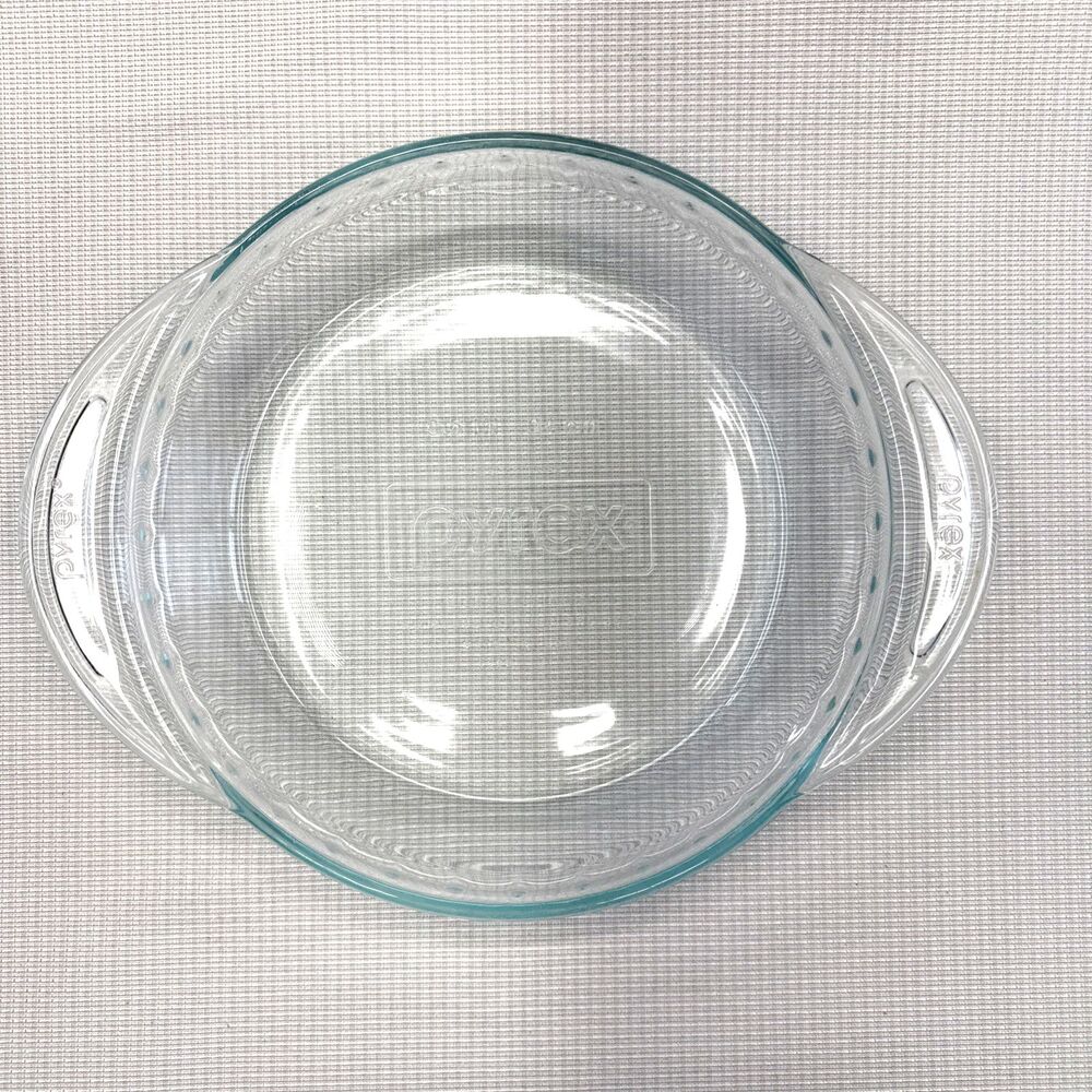 Vintage Pyrex 9.5 " Glass Deep Dish Pie Plate with Fluted Edge & Handles #2229
